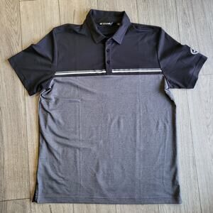 Travis Mathew Mens XL Black Gray Colorblock Short-Sleeve Personalized Polo